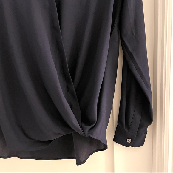 Ann Taylor Navy Drape Blouse - Picture 3 of 6